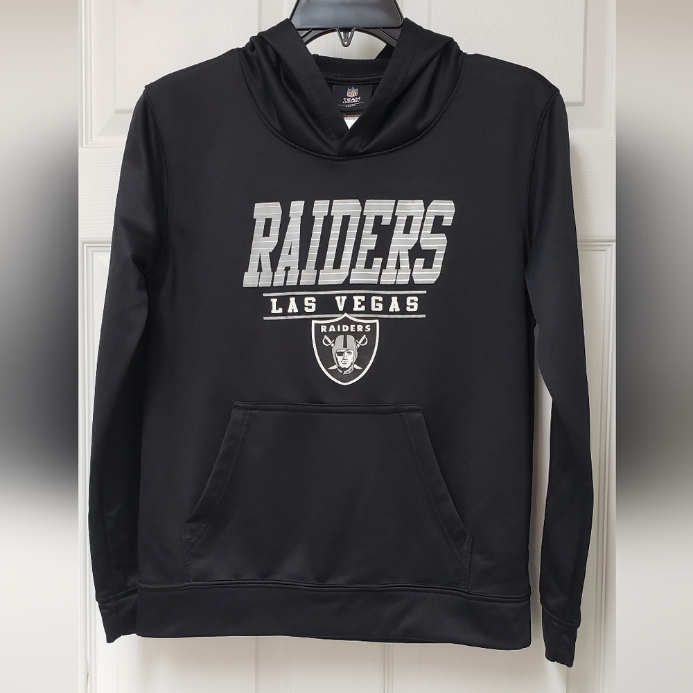 NFL Youth Las Vegas Raiders Black Hoodie with Silver Graphics